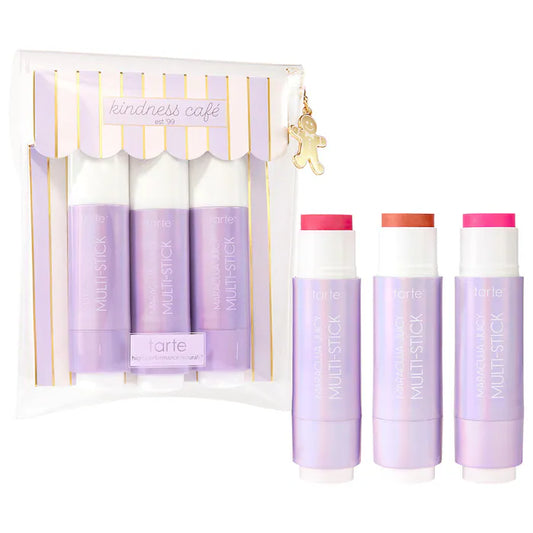 cheek soufflé maracuja juicy blush and lip multi-stick trio | Tarte